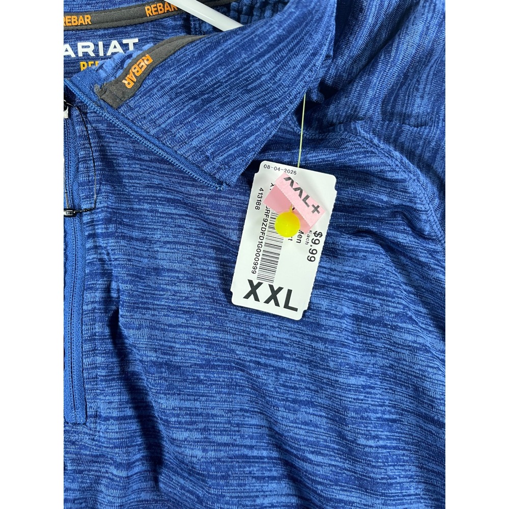 Ariat Rebar Mens XXL Tall Blue Space Dye Quarter Zip Pullover Watch Window NWT